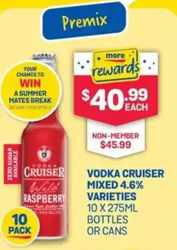 SipnSave Vodka cruiser mixed 4.6% varieties bottles or cans offer