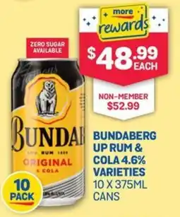 SipnSave Bundaberg up rum & cola 4.6% varieties offer