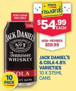 SipnSave Jack daniel's & cola 4.8% varieties offer