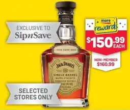 SipnSave Jack daniel's single barrel barrel strength 62.5% offer