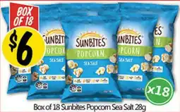 NQR Box of 18 Sunbites Popcom Sea Salt offer