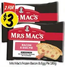 NQR Mrs Mac's Frozen Bacon & Egg Pie offer