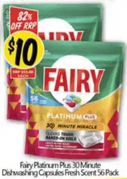 NQR Fairy Platinum Plus 30 Minute Dishwashing Capsules Fresh Scent offer