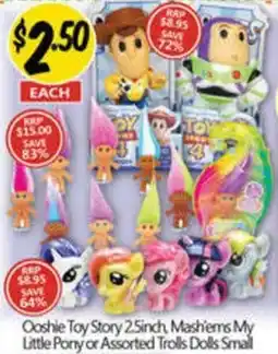 NQR Ooshie Toy Story 2.5inch, Mash'ems My Little Pony or Assorted Trolls Dolls Small offer
