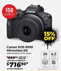 Teds Cameras Canon eos r100 mirrorless kit offer
