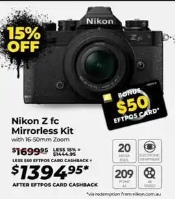 Teds Cameras Nikon Z fc Mirrorless Kit with 16-50mm Zoom offer