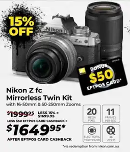 Teds Cameras Nikon Z fc Mirrorless Twin Kit offer