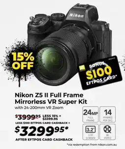 Teds Cameras Nikon z5 ii full frame mirrorless vr super kit offer