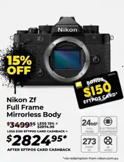 Teds Cameras Nikon Zf Full Frame Mirrorless Body offer