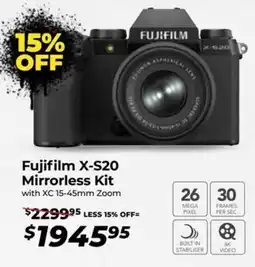 Teds Cameras Fujifilm x-s20 mirrorless kit with xc 15-45mm zoom offer