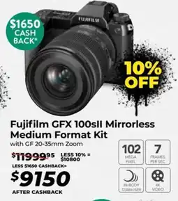 Teds Cameras Fujifilm gfx 100sll mirrorless medium format kit offer