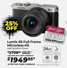 Teds Cameras Lumix S9 Full Frame Mirrorless Kit offer