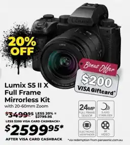 Teds Cameras Lumix S5 II X Full Frame Mirrorless Kit offer