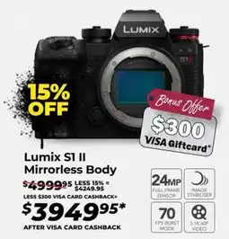 Teds Cameras Lumix s1 ii mirrorless body offer