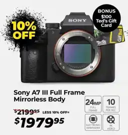 Teds Cameras Sony a7 iii full frame mirrorless body offer