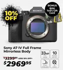 Teds Cameras Sony A7 IV Full Frame Mirrorless Body offer