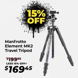 Teds Cameras Manfrotto element mk2 travel tripod offer