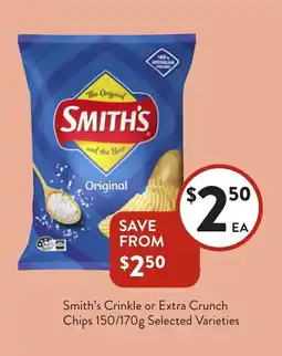 Foodworks Smith's Crinkle or Extra Crunch Chips Selected Varieties offer