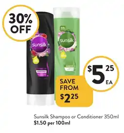 Foodworks Sunsilk Shampoo or Conditioner offer
