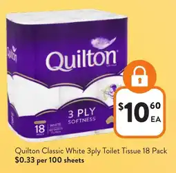 Foodworks Quilton Classic White 3ply Toilet Tissue offer