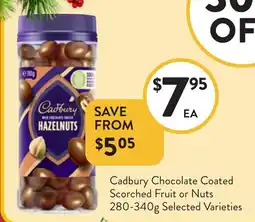 Foodworks Cadbury Chocolate Coated Scorched Fruit or Nuts Selected Varieties offer