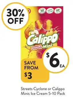 Foodworks Streets Cyclone or Calippo Minis Ice Cream offer
