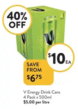 Foodworks V Energy Drink Cans offer