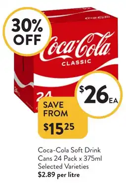 Foodworks Coca-Cola Soft Drink Cans Selected Varieties offer