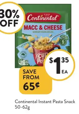 Foodworks Continental Instant Pasta Snack offer
