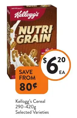 Foodworks Kellogg's Cereal Selected Varieties offer