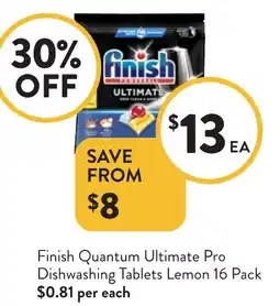 Foodworks Finish Quantum Ultimate Pro Dishwashing Tablets Lemon offer