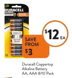 Foodworks Duracell coppertop alkaline battery aa, aaa offer