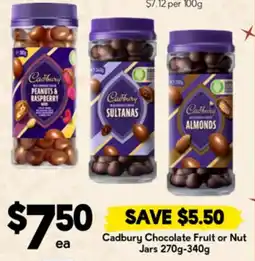 Drakes Cadbury Chocolate Fruit or Nut Jars offer