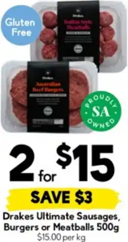 Drakes Drakes Ultimate Sausages, Burgers or Meatballs offer