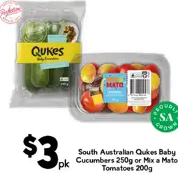 Drakes South Australian Qukes Baby Cucumbers or Mix a Mato Tomatoes offer