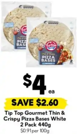 Drakes Tip Top Gourmet Thin & Crispy Pizza Bases White offer