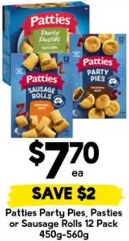 Drakes Patties Party Pies, Pasties or Sausage Rolls offer