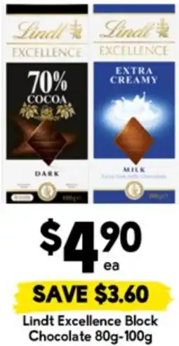 Drakes Lindt Excellence Block Chocolate offer