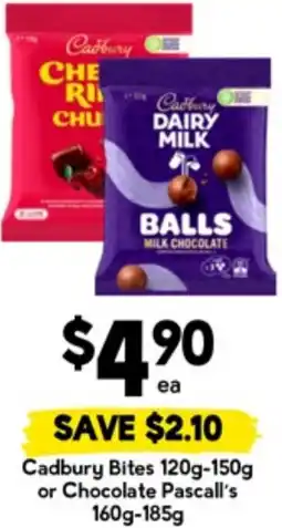 Drakes Cadbury Bites or Chocolate Pascall's offer