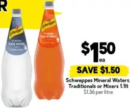 Drakes Schweppes Mineral Waters, Traditionals or Mixers offer
