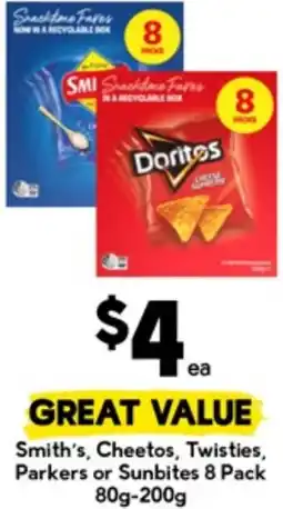 Drakes Smith's, Cheetos, Twisties, Parkers or Sunbites offer
