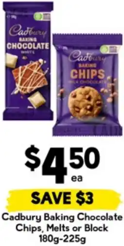 Drakes Cadbury Baking Chocolate Chips, Melts or Block offer