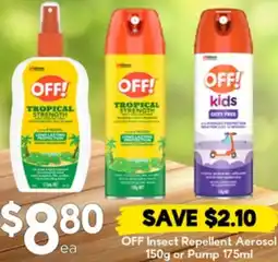 Drakes OFF Insect Repellent Aerosol or Pump offer