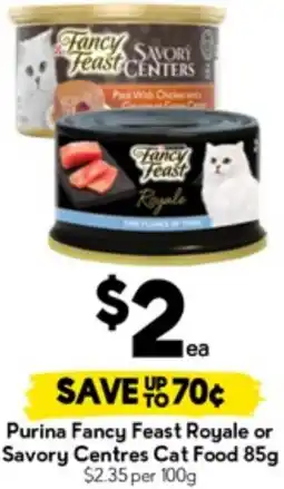 Drakes Purina Fancy Feast Royale or Savory Centres Cat Food offer