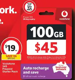 Coles Vodafone Prepaid Starter Pack offer