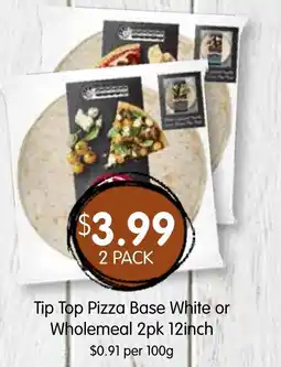 Spudshed Tip Top Pizza Base White or Wholemeal 2pk offer
