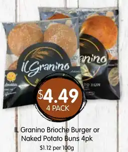 Spudshed IL Granino Brioche Burger or Naked Potato Buns 4pk offer