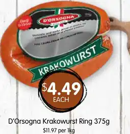 Spudshed D'Orsogna Krakowurst Ring offer