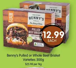 Spudshed Benny's Pulled or Whole Beef Brisket Varieties offer
