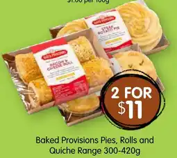 Spudshed Baked Provisions Pies, Rolls and Quiche Range offer